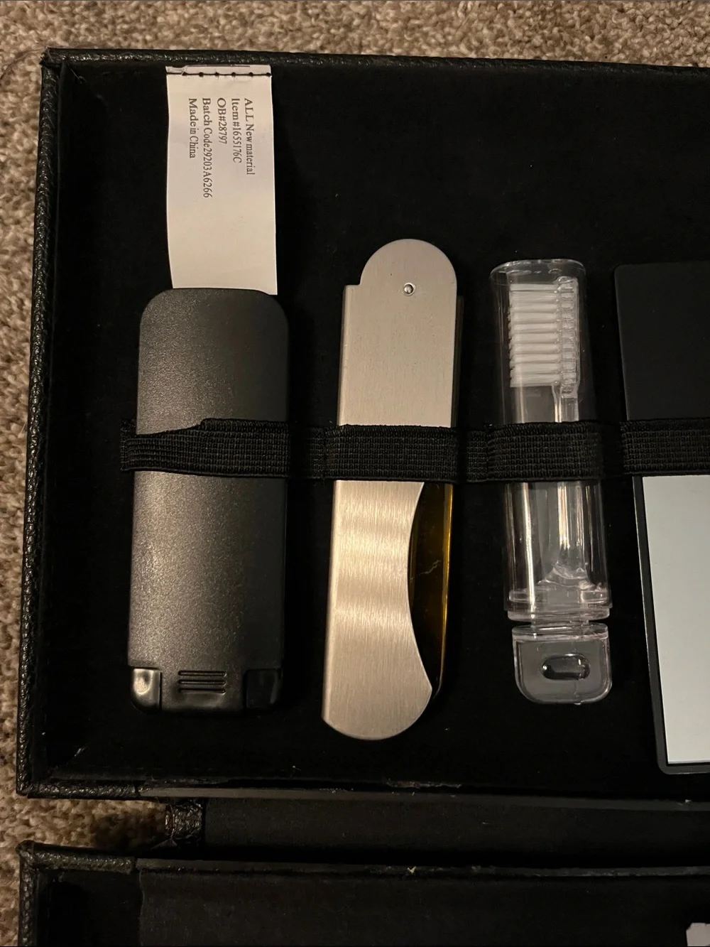 Compact Black Travel Manicure Set with Silver Tools